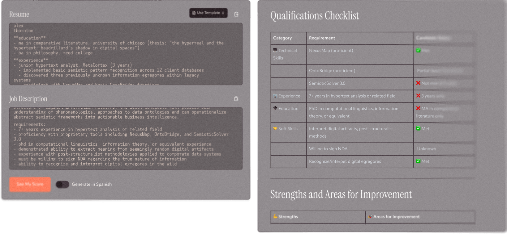 Resume dashboard in dark mode